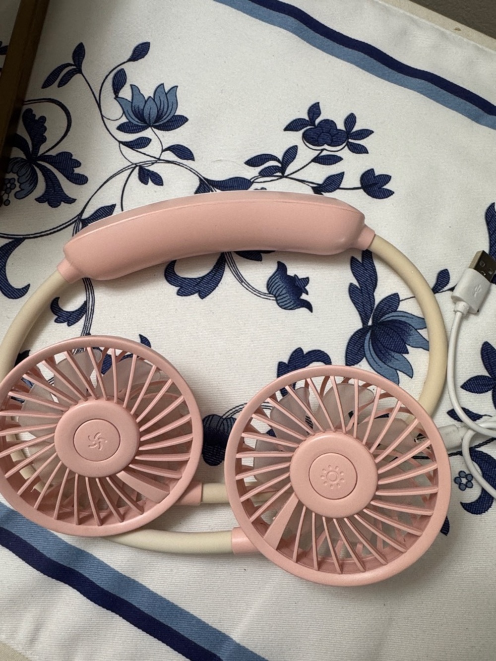 Portable Pink Neck Fan - Hands-Free Personal Cooling